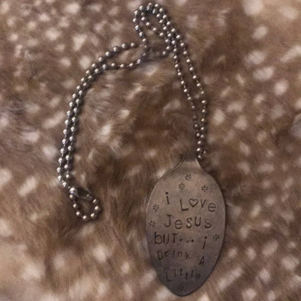 “I Love Jesus but...I drink a little” necklace